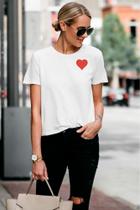 Camiseta Casual Coração Unissex