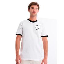 Camiseta Casual Corinthians Retrô Masculina Branca ou Preta Camiseta Casual Corinthians Retrô Masculina Branca ou Preta