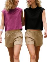 Camiseta casual Crop Regatas Mostrend Workout Gym Yoga x2 Camiseta casual Crop Regatas Mostrend Workout Gym Yoga x2