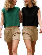 Camiseta casual Crop Regatas Mostrend Workout Gym Yoga x2 Camiseta casual Crop Regatas Mostrend Workout Gym Yoga x2
