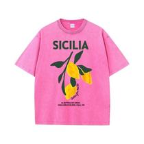 Camiseta Casual De Algodão Com Design De Limão Y2K Para Mulheres, Costa De Amalfi, Itália, Verão,