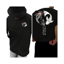 Camiseta Casual De Algodão Masculina Para O Verão Com Padrão De Koi Japonês, Estilo Harajuku,