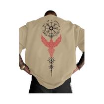 Camiseta Casual De Algodão Para Homens Com Estampa De Astronauta E Lua, Corte Solto, Gola Redonda,