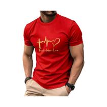 Camiseta Casual De Algodão Para Homens Em Tamanho Grande, Estampada, De Verão, Com Decote Redondo E