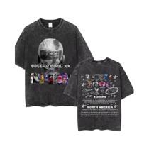 Camiseta Casual De Algodão Vintage Lavada Chris Brown Breezy Bowl XX Tour 2025 Para Homens E