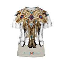 Camiseta Casual De Manga Curta Com Estampa 3D Estilo Nativo Americano Retrô - Sucesso De Vendas De