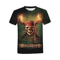 Camiseta Casual De Verão Com Estampa 3D De Piratas Do Caribe Para Homens E Mulheres