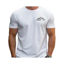 Camiseta Casual De Verão Para Homens plus Size Em Algodão Com Estampa De Montanha, Gola Redonda E