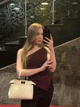 Camiseta Casual Feminina Assimétrica Slim Fit De Cor Sólida Com Ombro Único, Moda 2025, Top De Gola