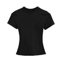 Camiseta Casual Feminina Slim Fit De Cor Sólida Com Manga Curta, Tendência De Moda Y2K, Alta