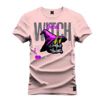 Camiseta Casual Malha Confortável Estampada Witch