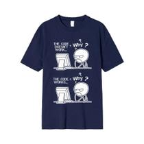 Camiseta Casual Masculina Com Estampa Engraçada De Programador Linux Moda Streetwear