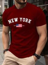 Camiseta Casual Masculina De Manga Curta Com Estampa Letras Camiseta Casual Masculina De Manga Curta Com Estampa Letras