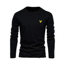 Camiseta Casual Masculina De Manga Longa Com Estampa De Águia, Confortável, Gola Redonda