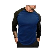 Camiseta Casual Masculina De Manga Longa Com Patchwork Para Academia E Fitness, Manga Raglan, Camiseta Casual Masculina De Manga Longa Com Patchwork Para Academia E Fitness, Manga Raglan,
