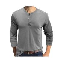 Camiseta Casual Masculina De Manga Longa Henry 2026, Top Minimalista Da Moda, Tamanhos S a 5XL