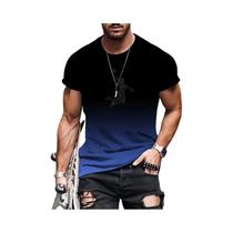 Camiseta Casual Masculina De Tamanho Grande Com Gradiente 3D, Estilo Harajuku, Gola Redonda,