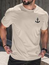 Camiseta Casual Masculina Estampa De Âncora Confortavel
