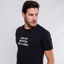 Camiseta Casual Masculina Marcio May Life is Better on a Bike Preta Camiseta Casual Masculina Marcio May Life is Better on a Bike Preta