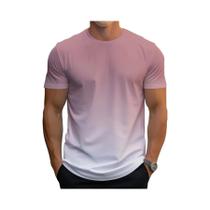 Camiseta Casual Masculina Oversized Com Padrão De Cores Em Gradiente, Respirável, Gola Redonda,