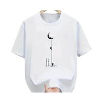 Camiseta Casual Masculina plus Size De Verão Em Algodão Com Estampa De Aterrissagem Na Lua, Gola