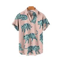Camiseta Casual Masculina Vintage Com Estampa De Animais Em 3D, Leopardo E Tigre, Manga Curta,