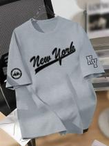 Camiseta Casual Over Algodão Premium Streetwear New York Manga