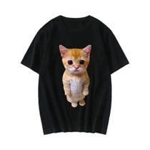Camiseta Casual Oversized Com Estampa 3D De Gato Engraçado Estilo Harajuku Para Mulheres E Homens,