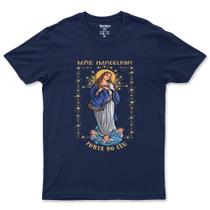 Camiseta Católica Mãe Imaculada Feminina E Masculina Em Algodão Camiseta Católica Mãe Imaculada Feminina E Masculina Em Algodão