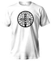 Camiseta Católica Medalha De São Bento em Algodão Feminina E Masculina