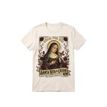 Camiseta Catolica Santa Rita de Cássia Unissex Algodão Premium Camisa Básica Blusa Plus Size P ao G3 Camiseta Catolica Santa Rita de Cássia Unissex Algodão Premium Camisa Básica Blusa Plus Size P ao G3