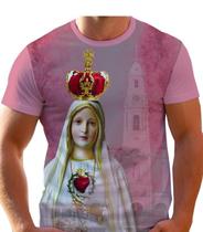 Camiseta Catolica Unisex Nossa Senhora De Fátima Malha Fria