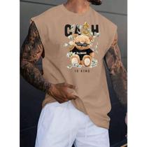 camiseta cavada de urso estiloso cash com dinheiro 100%algodão