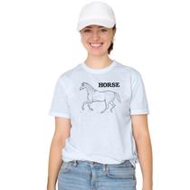 Camiseta Cavalo Horse Cartoon Camisa Personalizada Blusa Adulto Algodão com Poliéster