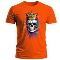 Camiseta Caveira Colorida Masculina Personalizada 100% Algodão Camisa T-Shirt