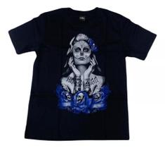 Camiseta Caveira Mexicana Katrina Blusa Adulto Unissex Hcd402 BM Camiseta Caveira Mexicana Katrina Blusa Adulto Unissex Hcd402 BM