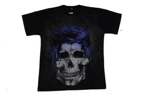 Camiseta Caveira Moicano Punk Blusa Adulto Unissex Lu417 BM