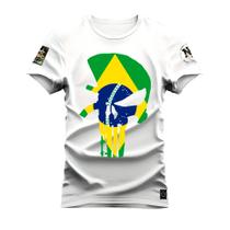 Camiseta Caveira Nacional Plus Size Grande Confortável Estampada Varias Cores