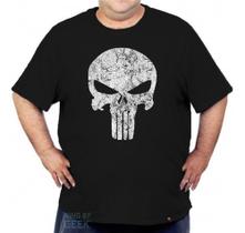 Camiseta Caveira Plus Size Justiceiro Grande Série Geek