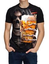 Camiseta Caveira Skull Cerveja Truco Camisa Masculina Estampada