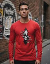 Camiseta Caveira Skull Cranio Realista Manga Longa Frio Camiseta Caveira Skull Cranio Realista Manga Longa Frio