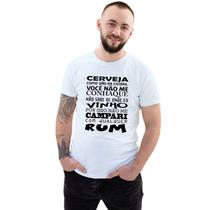Camiseta Cerveja Conhaque Vinho Campari Rum Camisa Personalizada Blusa Adulto Algodão com Poliéster