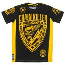 Camiseta CHAIN KILLER Immortals - MMA Rock Caveira Academia Muay Thai Jiu Jitsu Moto Retro Musculação Lutas Boxe Treino ORIGINAL