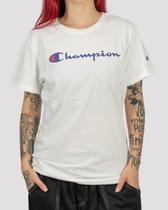 Camiseta Champion Feminina Script Logo Ink - Off White