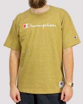 Camiseta Champion Life Script Logo Bordado - Khaki