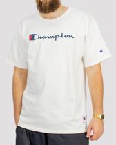 Camiseta Champion Life Script Logo Bordado - Off White