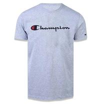 Camiseta Champion M/C Logo Script Ink Silver Gray Camiseta Champion M/C Logo Script Ink Silver Gray