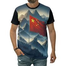 Camiseta China Bandeira Grande Muralha Nação País Montanhas
