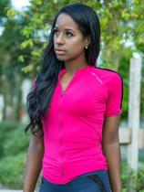 Camiseta Ciclismo Feminina Elite Cherry Rosa Preto Tam GG