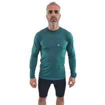 Camiseta Ciclismo Masculina Manga Longa UV 50+ Verde Galápagos